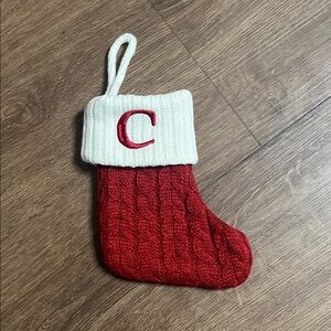 Red and White Knit Mini Christmas Stocking